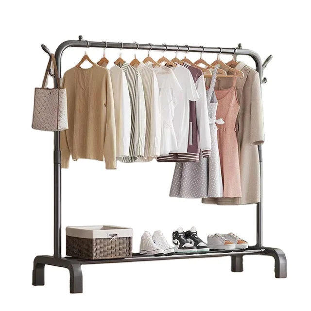 Modern single pole metal clothes hanger, independent display rack suitable for bedrooms and living rooms