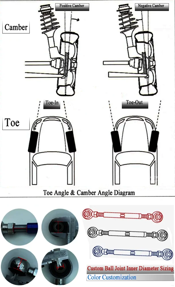 product adjustable front and rear camber toe trailing arms for honda accord acura tl tsx tlx-5
