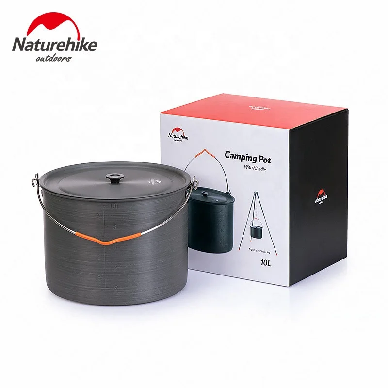 Naturehike outdoor picnic 6L 10L Large Capacity Aluminum Alloy Camping Equipment Cookware Cooking Hanging Pot