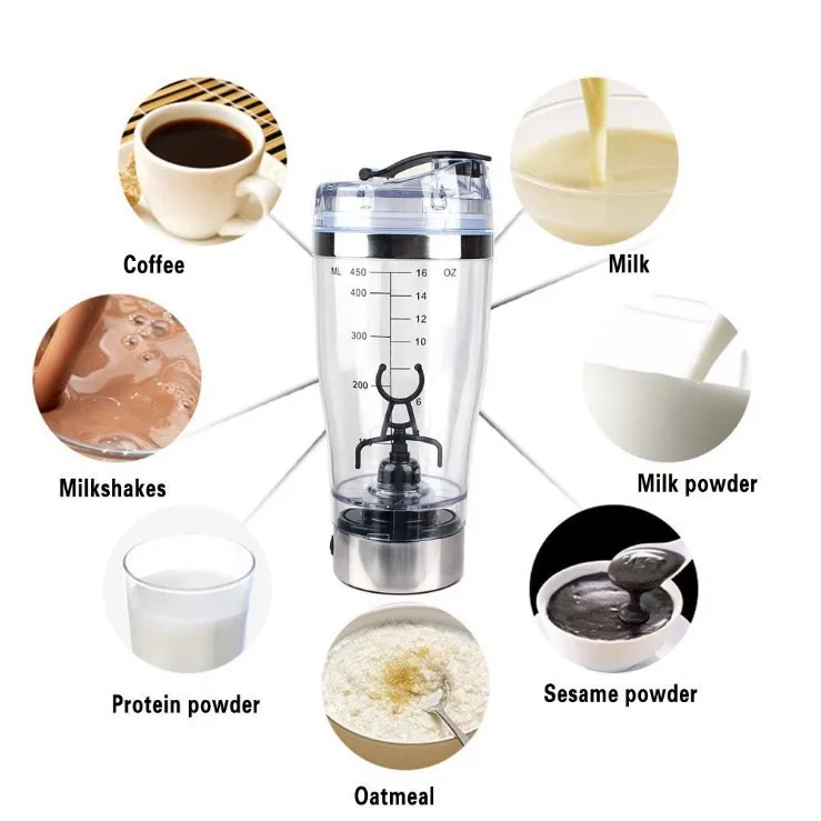 Custom logo Printing Time Mark Portable Electric Protein Shaker Bottle