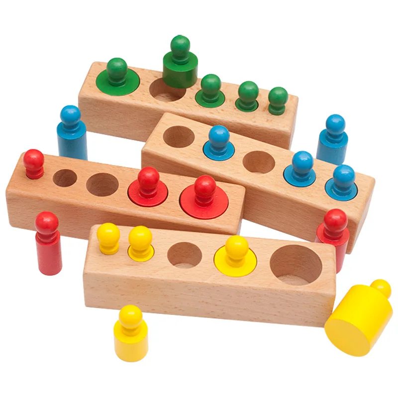 Montessori Baby Wooden Toys Socket Cylinder Block Educational Preschool Early Learning Toy For Children