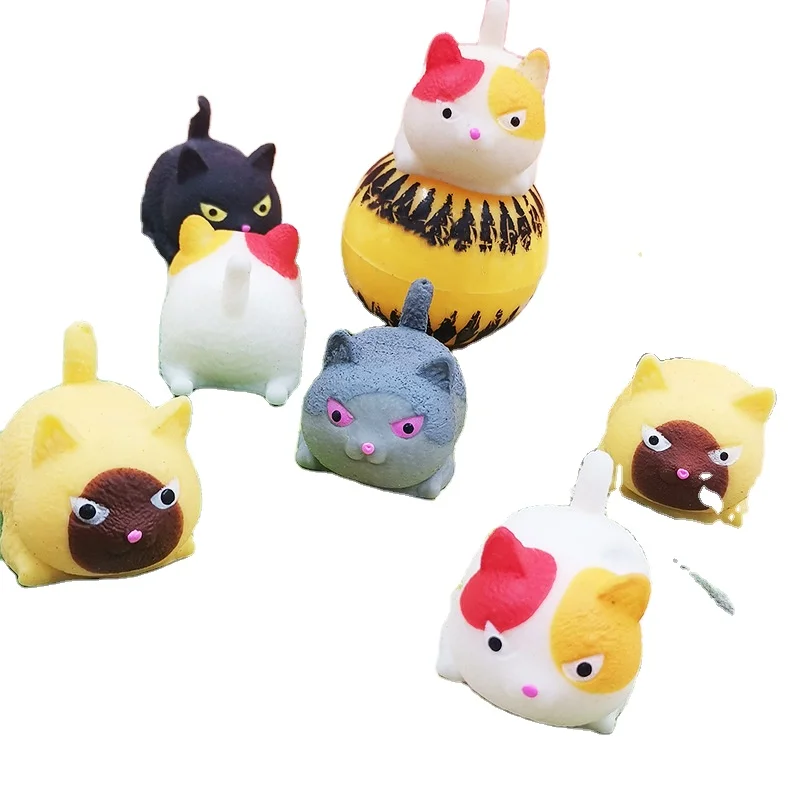 Pinch Angry Cat Cute Pet Toy Cat Shaped Squeeze Stress Relief Bola  Descompression Artifact Vent Toy Squeeze Animaltoys Kids Gift Ns2