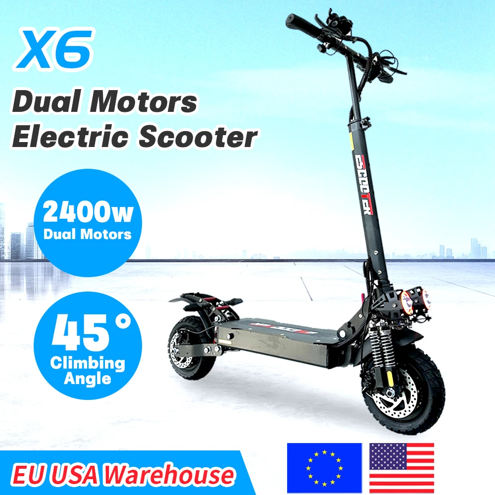 High Powered Off-road Two Wheel Dual Hub Escooter E Scooter Electric Folded Scooters 48v 2000w