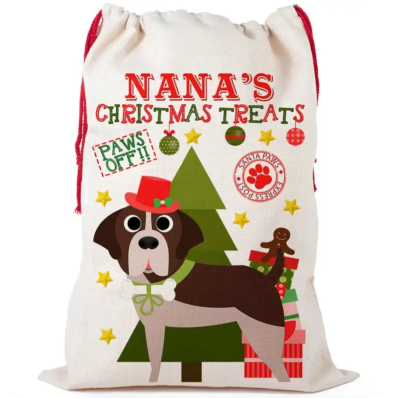 Personalised Pets Dogs Cats Santa Sack Christmas Xmas Bag Stocking Treats Gifts 