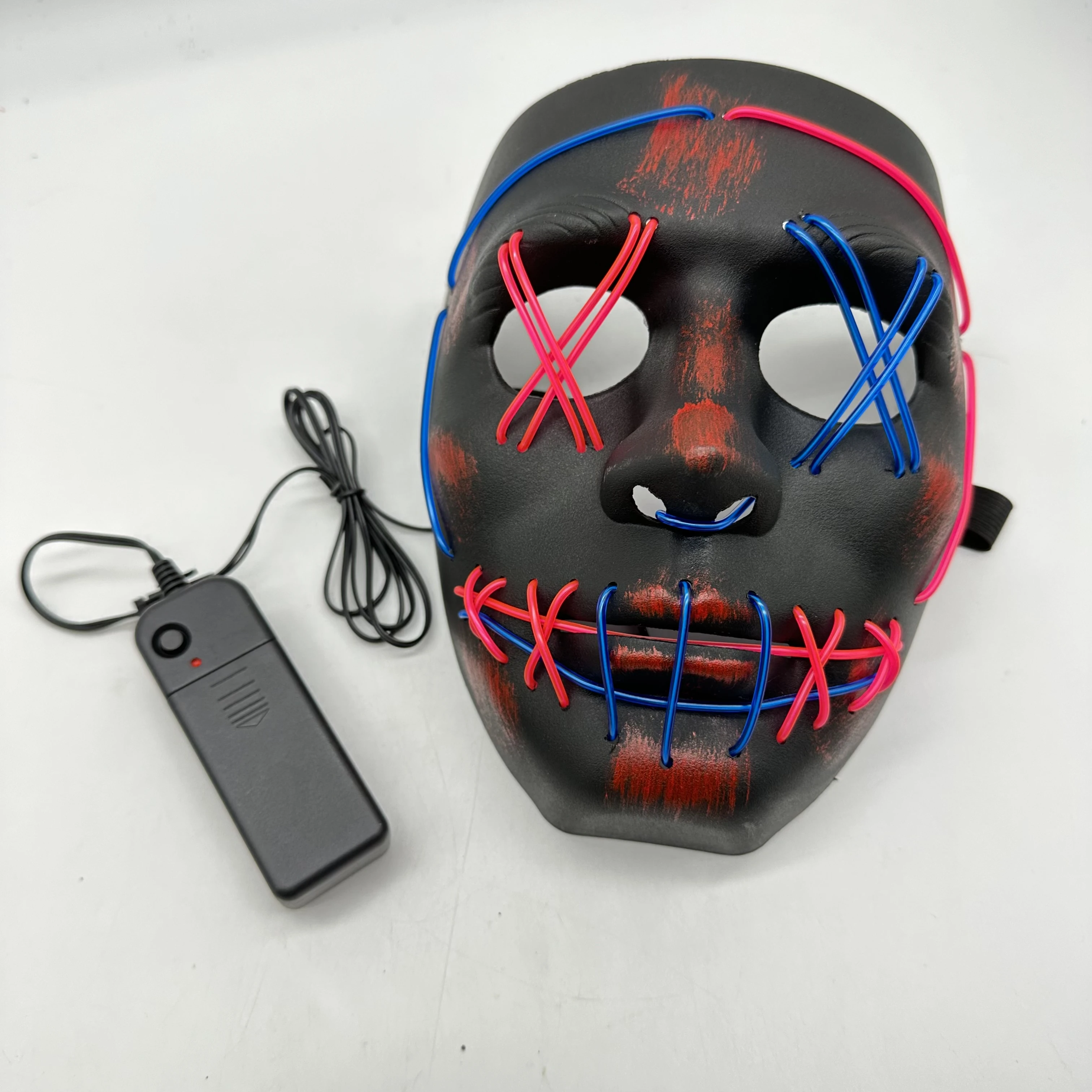 Custom Fancy Party Halloween Mask New Coming Colorful LED El Wire Rave Cosplay Made from Durable PVC Material