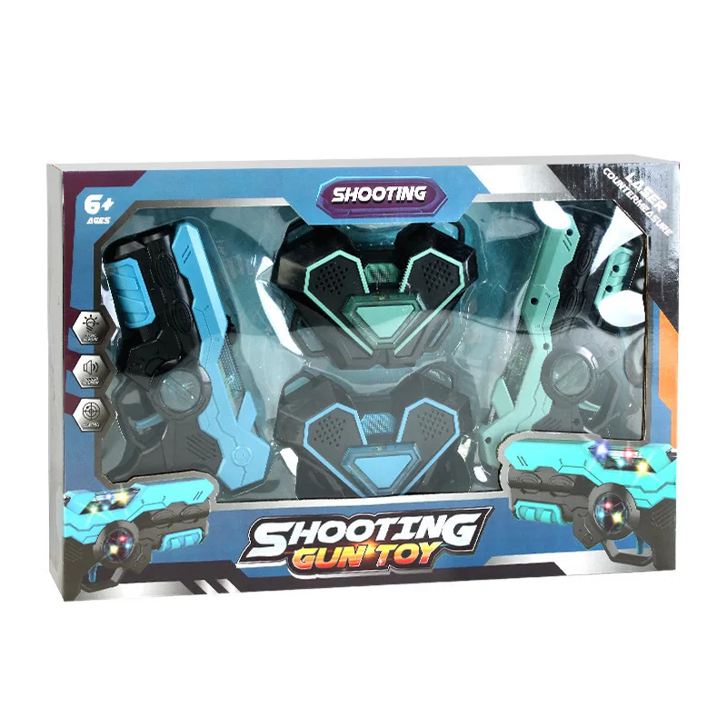 VATOS Laser Tag Recargable – Set De 2 Pistolas Láser Con Chalecos Y Modo Invisible, Juego De Tiros Con Sincronización De Datos En Tiempo Real Para Adultos Y Niños