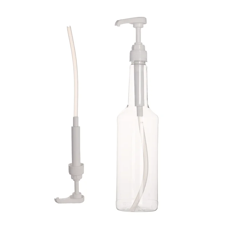 28mm 750ml Plastic Bottle Easy Dispense 2ml a Time 25oz Oil Oyster Sauce Syrup Pump Bottles with Custom Label