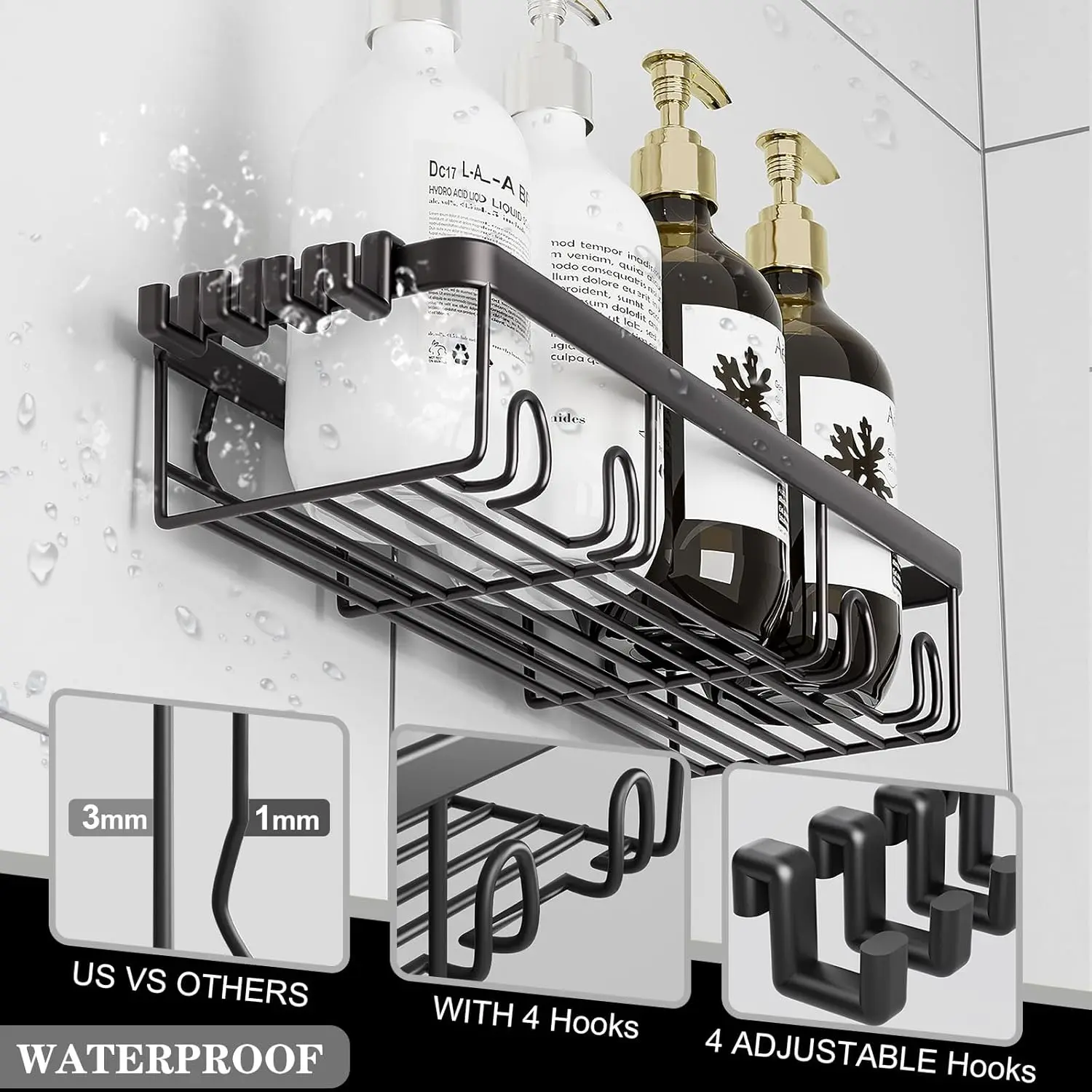 6-Pack Shower Organizer Shelves with Soap Holder - Image 3
