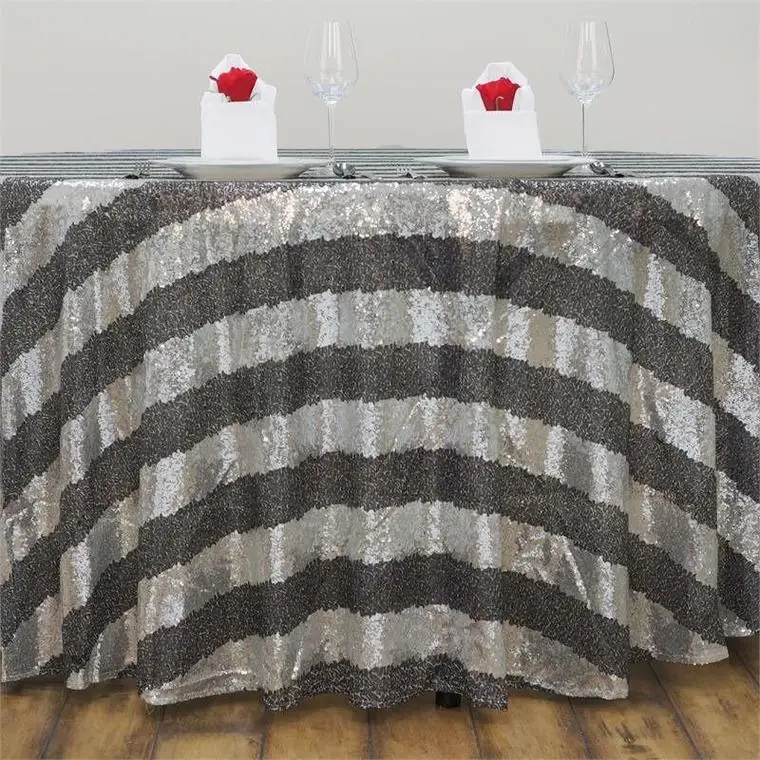 New stripe sequin embroidery table cloth for wedding party event