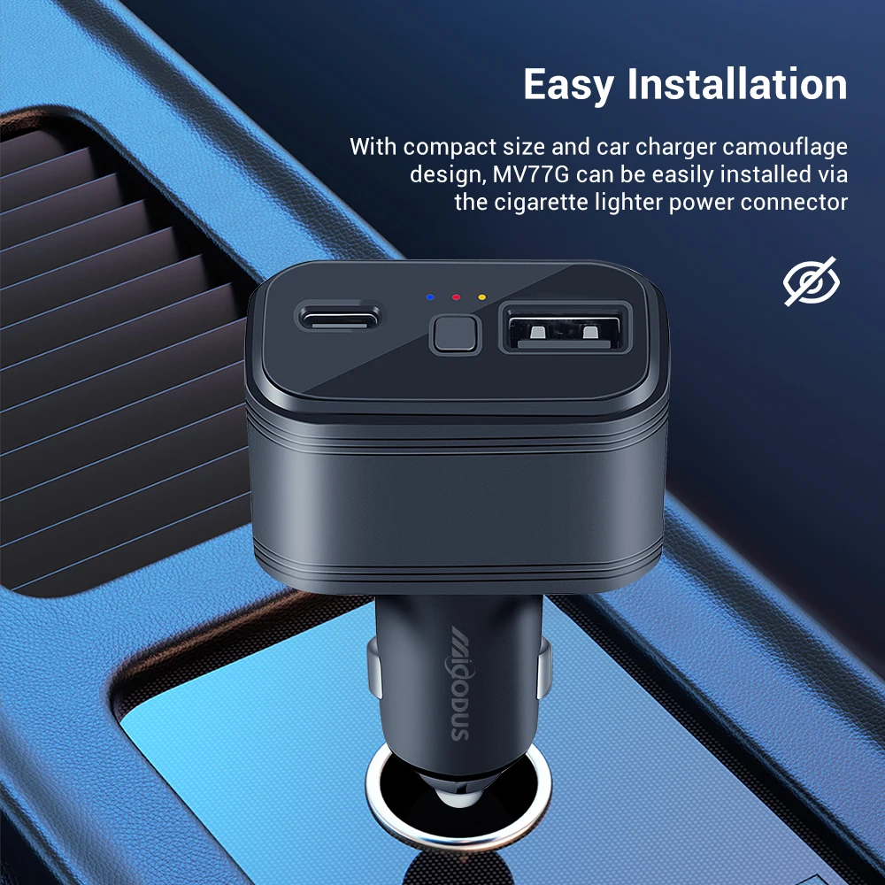 MiCODUS MV77G Dual USB Fast Charging ACC Ignition Detection Mini Spy Gps  Tracking Device 4G Car Cigarette Lighter Gps Tracker