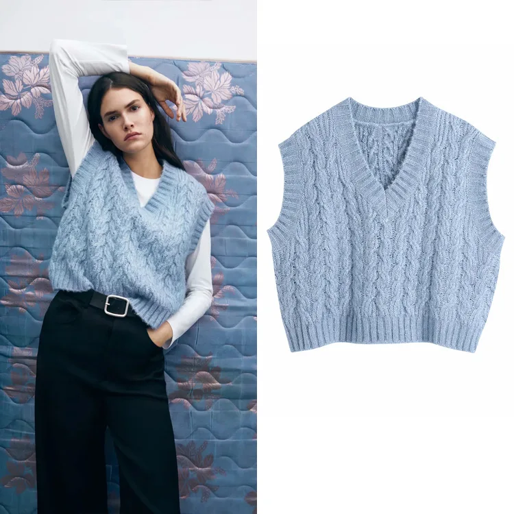 Women V-neck Sleeveless Sweaters Vest 