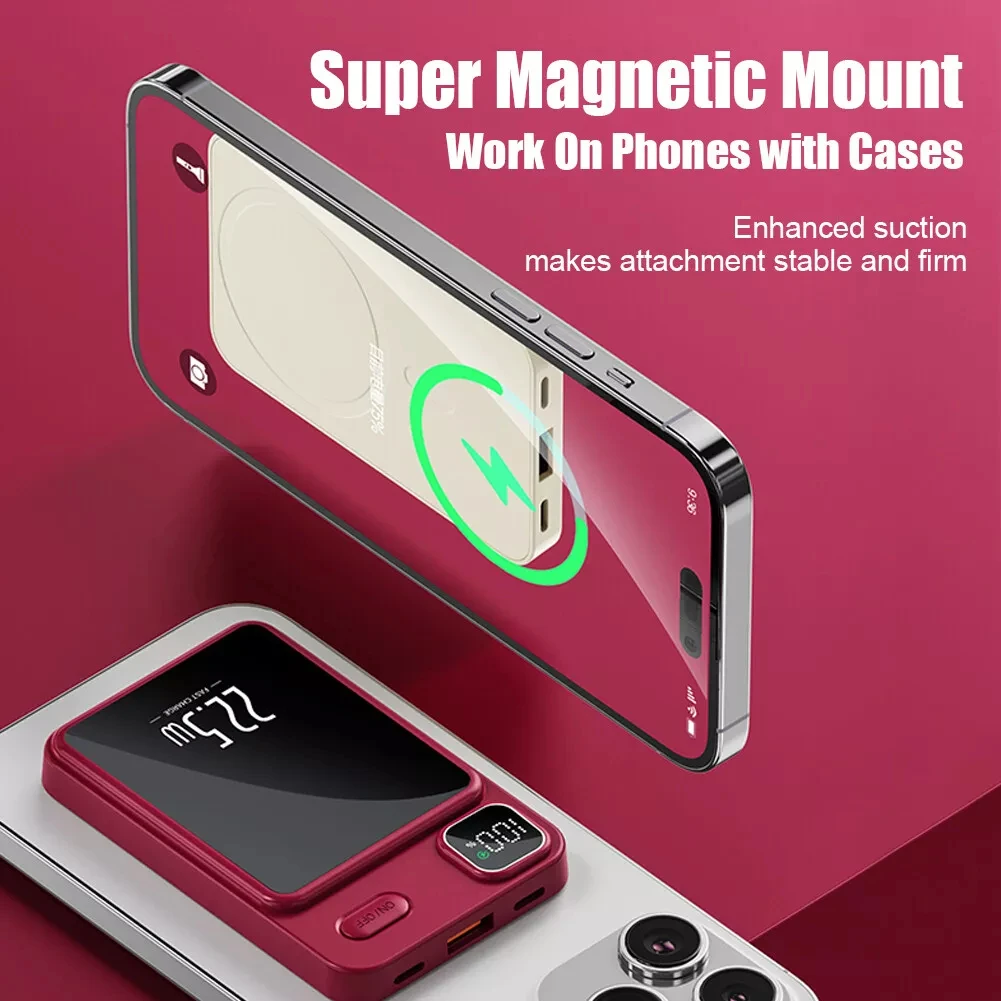 min Magnetic Wireless Charging Power Bank Manufacturer 5000mah 22.5w Outdoor Power Bank Wireless Charger Battery Pack Powerbank