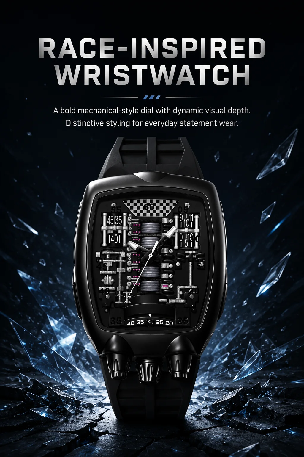 Engine Movement Quartz Watch Fashionable watch for men