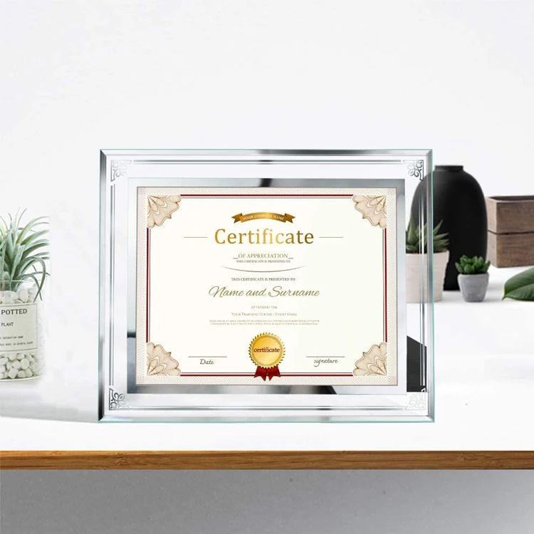 Mirror Glass Certificate Frame Document Frame8.5x11 Inch - Buy Glass ...