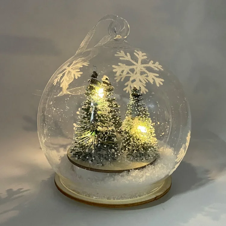 Factory custom decorative hanging glass Christmas snow ball