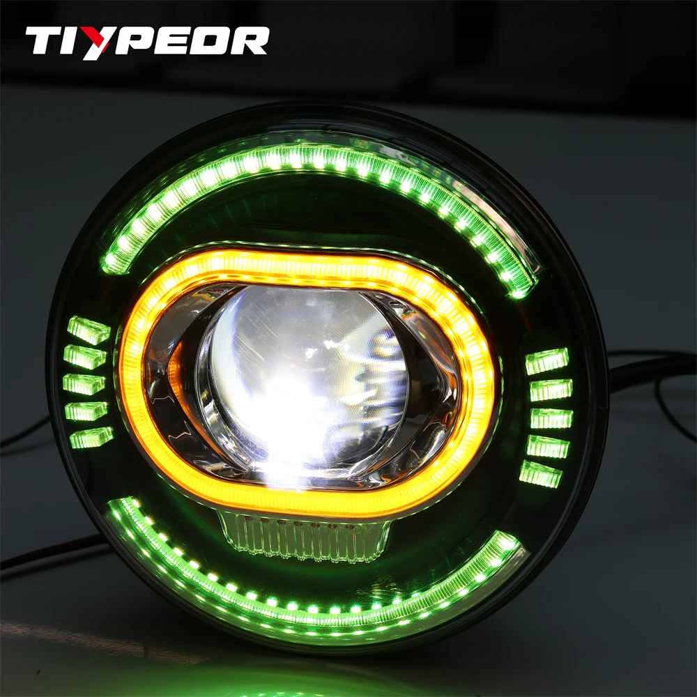 product tiypeor led headlights 7inch round universal rgb drl turn signal for motorcycle headlamp-9
