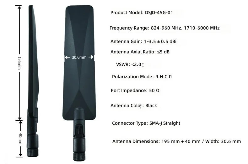 5G Full-Band Router Antenna 4G Omnidirectional High-Gain Rubber Duck Foldable Wireless Wi-Fi IP65 Protection