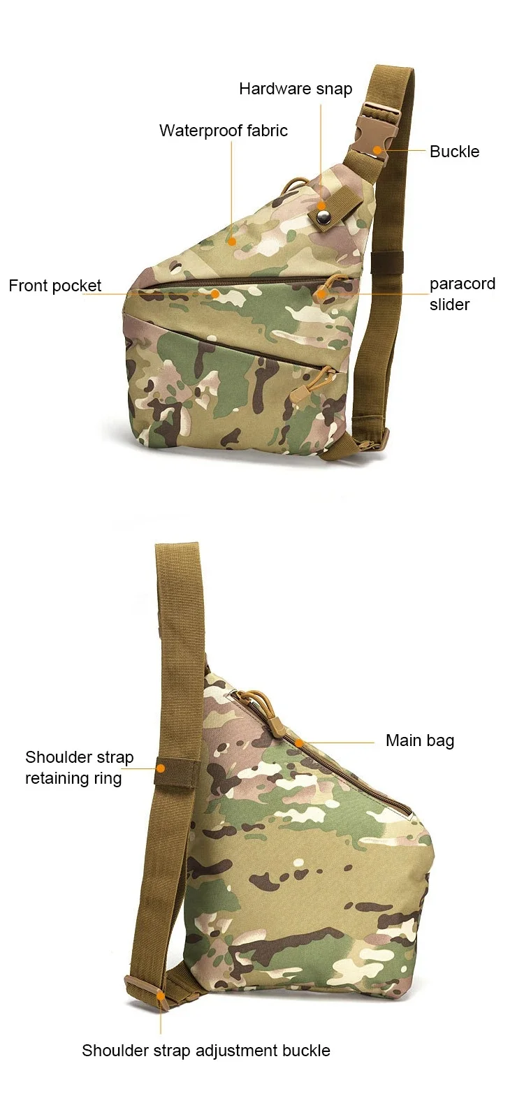 Tactical Molle Accessory Pouch Backpack Shoulder Anti-thief Sling Bag ...