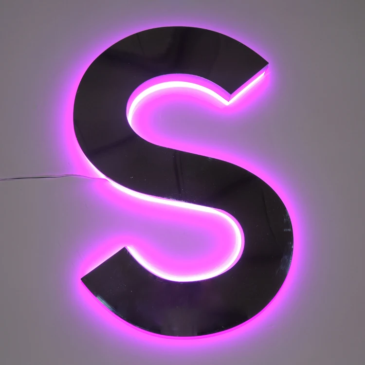 High quality customized 3D luminous characters stainless steel 3D LED backlit signage characters