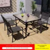 4 chaises + table longue en verre à motifs d'eau 120