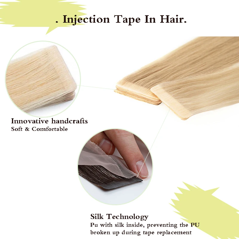 Injected Tape Hair Extensions European Remy 100% Human Invisible Tape Hair Extension supplier