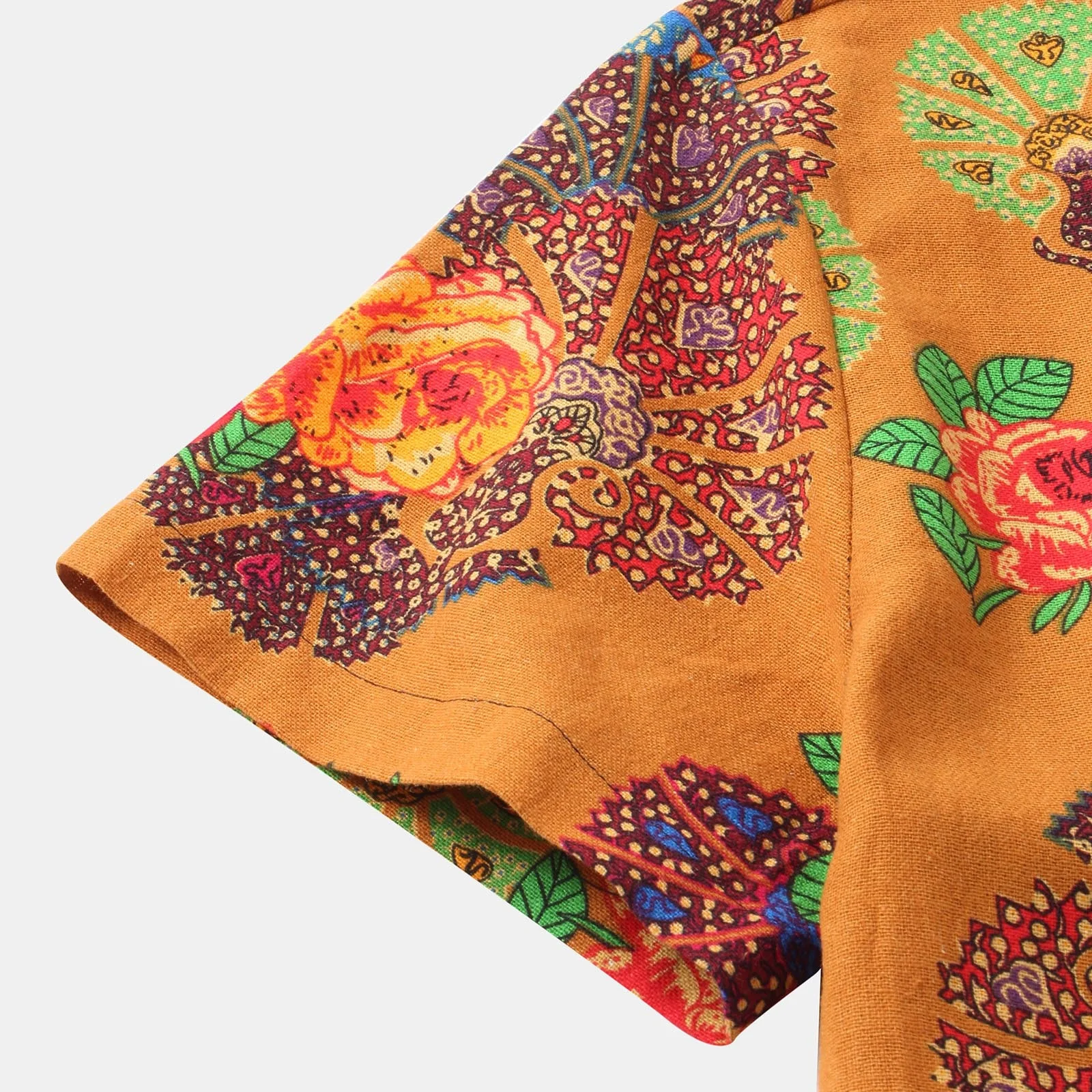 Mens Ethnic Short Sleeve Casual Polyester Geometry Print Hawaiian Shirt Blouse Couple Loose Fit Hawaii Vintage Shirts