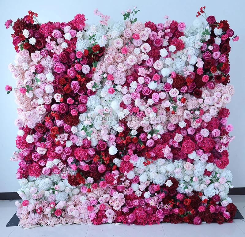 SW Artificial Flower Mat Multicolor Cloth Based Wall Decor Colorful Rose Flower Flower Wall 8x8 Decoration Floral Wall Backdrop