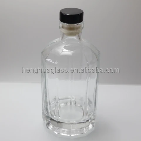 Custom clear 1000ml 1l  Unique Shape  Flint Glass Liquor Bottle 1 Liter Polygon Vodka Wine Brandy Spirits Whiskey Glass Bottle
