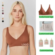 Customized logo Hot Trends Soutien Gorge Pour Femmes Comfortable U Back Seamless Sexy Deep V Thin Soft Jelly Ladies Custom Bra