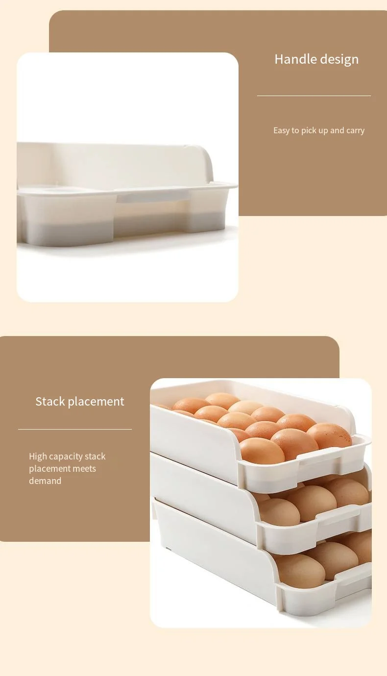 New creative can superimpose egg box refrigerator Drawer type fresh-keeping box egg storage box details