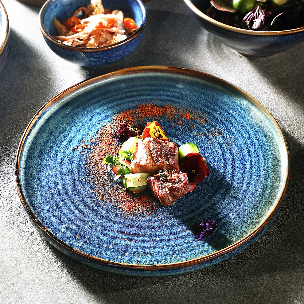 Juego de Vajilla de Porcelana para Restaurante, Vajilla de Cerámica Hecha a  Mano, Platos, Tazas, Cuencos de Gres, Vajilla de Cerámica Duradera de