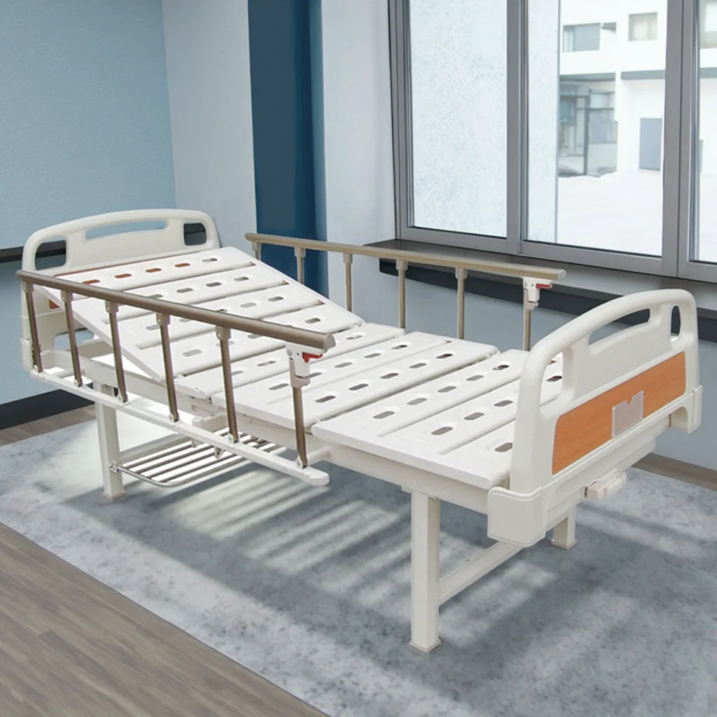 Adjustable Modern Hospital Bed with Aluminum Rails Hand Crank Infusion Foldable Patient Care Equipment 3