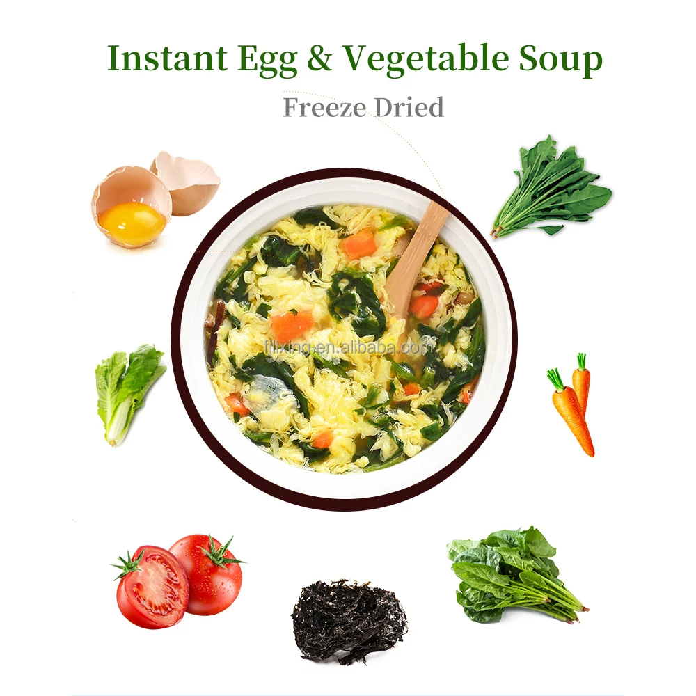 Wholesale Freeze Dried Food Instant Miso Vegetable Egg Soup Chinese