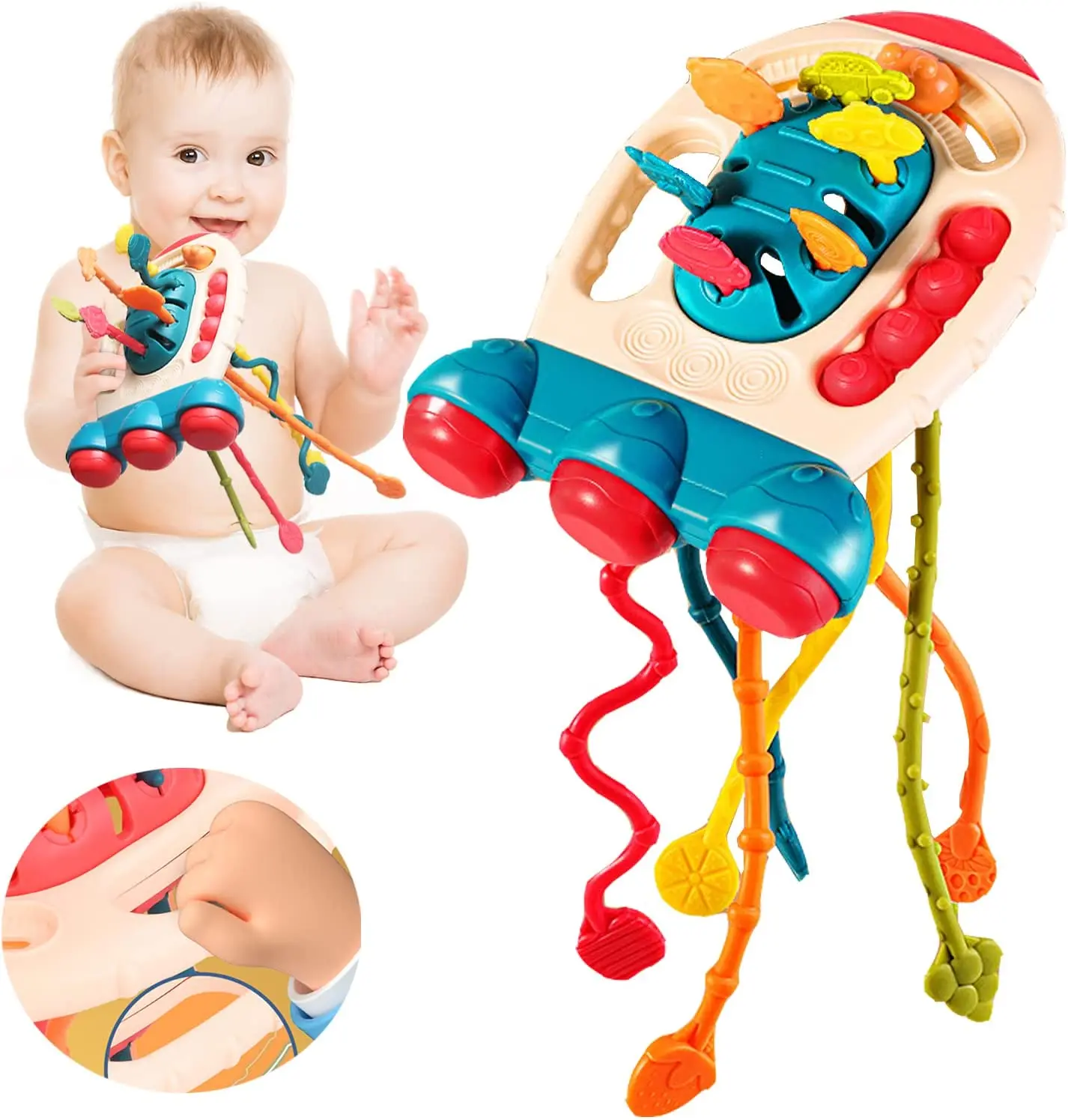 Silicone Pull String Toys For Toddlers Early Educational Activity Toy With Dimple Fidget