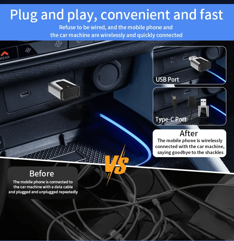Wireless Carplay Adapter Android Auto 2in 1 Smart Dongle 5G WIFI USB SticK for iphone Android Phone Volvo Benz Mg Kia Chery VW