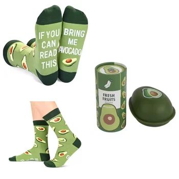 Packing Box Pack Funny Mens Unisex Colorful Fruit Avocado Cotton Socks
