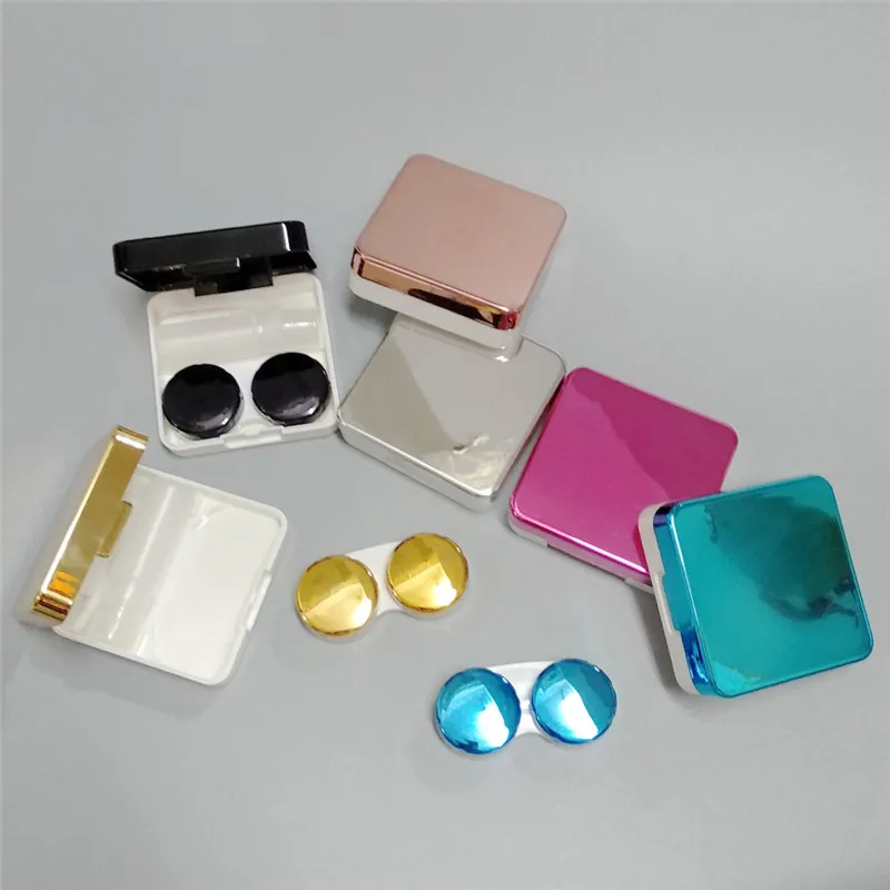 K1060 Cute Glossy Contact Lens Case Travel Glasses Lenses Box Unisex Eyes Care Kit Holder