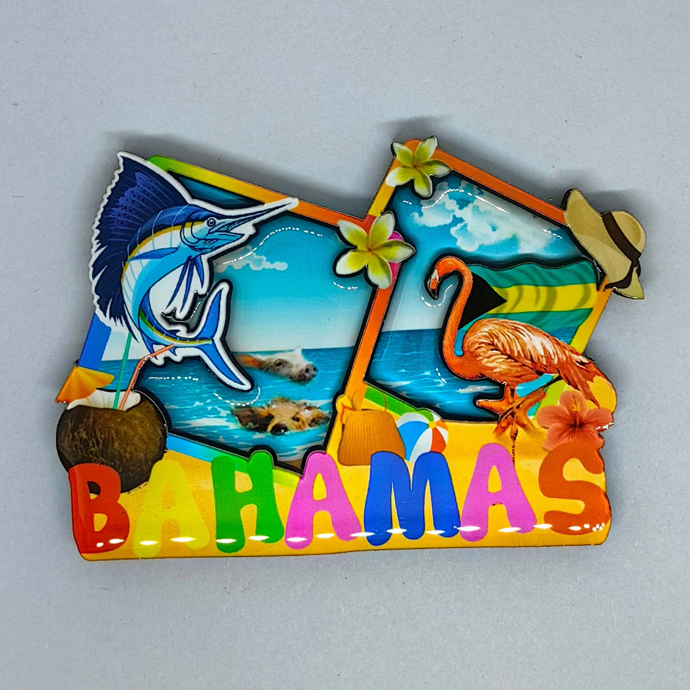 Custom Bahamas Sea Turtle Shaped Fridge Magnet,Ocean Style Dolphins Print Refrigerator Magnet Bahamas Souvenir Gifts Multicolor