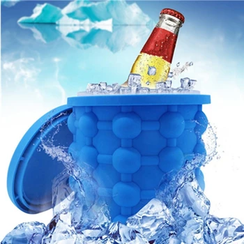 Portable 2 In 1 Silicone Ice Bucket & Ice Mold With Lid Space
