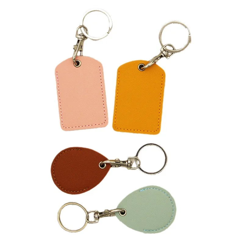 Access Card Holder & Key Fob Bag - RFID Protective Leather Keychain, Small, Gray
