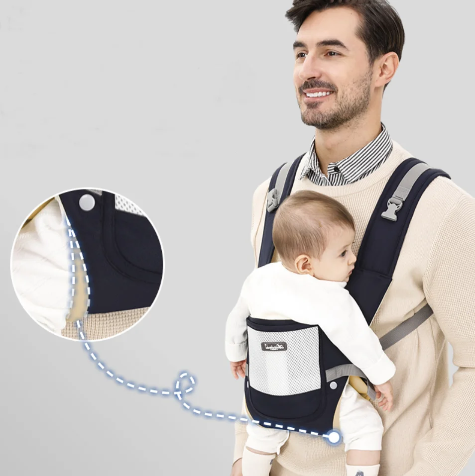 Canguru leve e respirável com assento e mochila para bebê_voghion.com