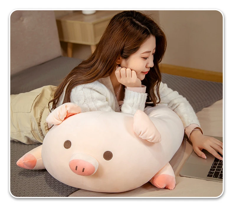 big plush McDull pig toy stuffed lying watermelon pig doll gift about 80cm 