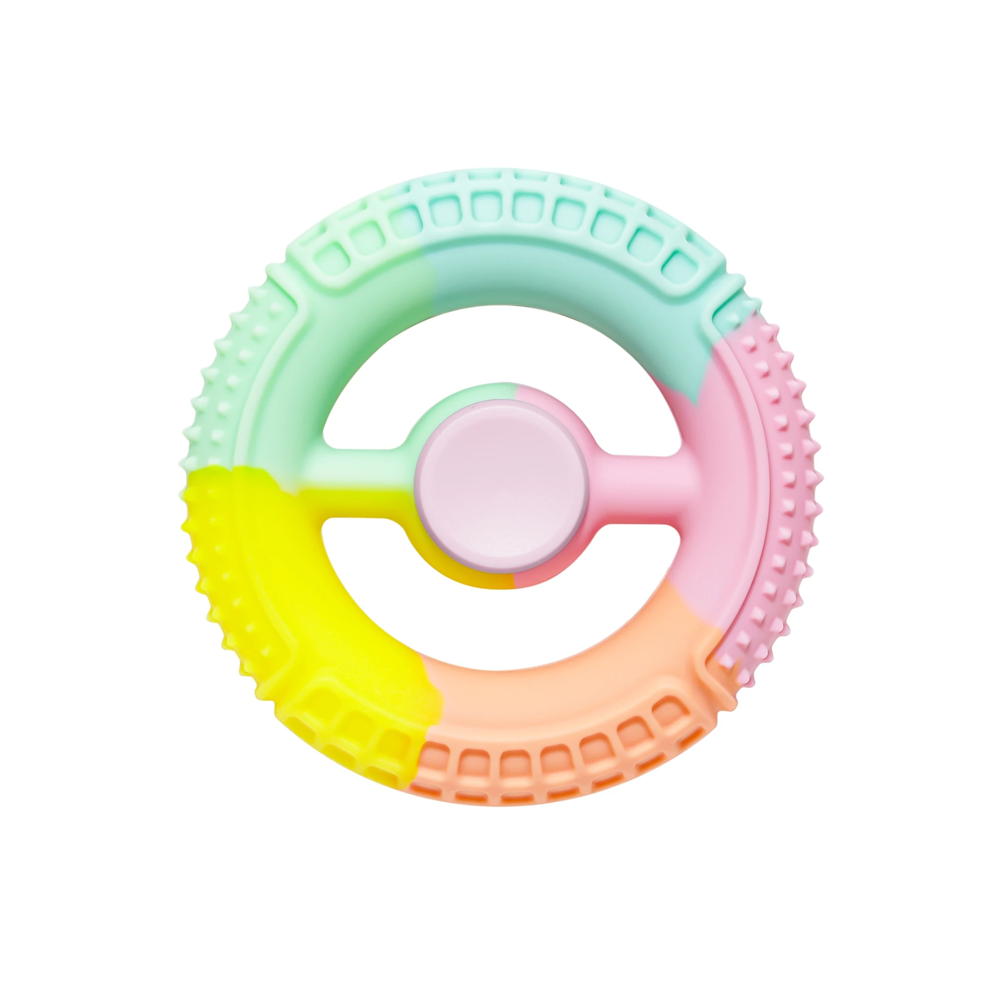 Custom Center Pink Cover Decompression Artifact Simple Silicone Fidget Spinner Squeeze and Rotating Gyro Hand Grip