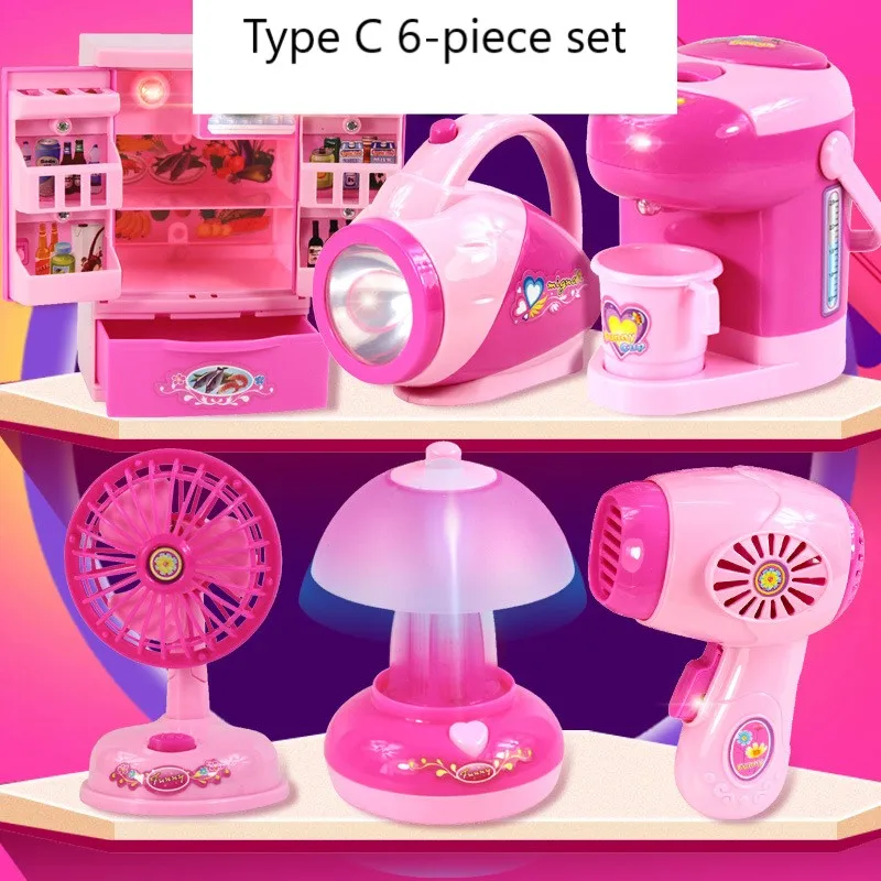Детский мини-холодильник, набор для стиральной машины, тостер, имитация игрового домика для девочек, маленькая бытовая техника, игрушки