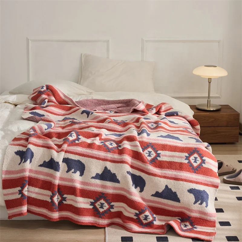 Comfortable  and Warm Adult Knitted Blanket 100% Polyester Fiber Worth Having  dxzm details