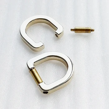 Handbag parts and fittings 15.5mm Screw-open Metal D rings for Leather Bag Connector Strap Ring