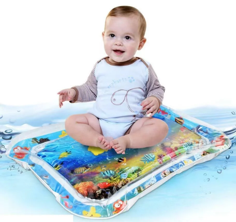 Премиум надувной водяной игровой коврик для детей tummy time с коробкой и насосом