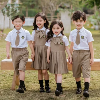 Summer short-sleeved shirts custom school uniforms boys and girls set school uniforms