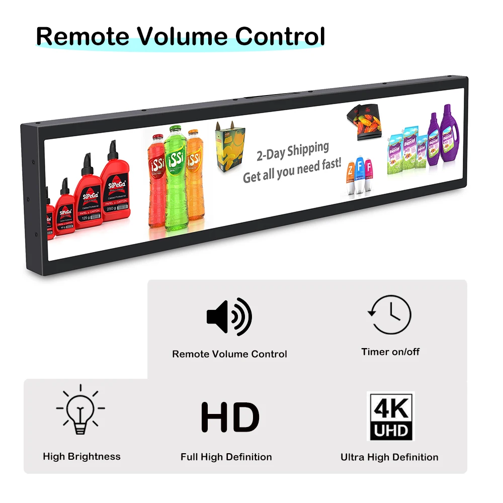 Supermarket Smart Shelf Edge Monitor CMS Stretched Advertising Playing Equipment Stretched bar Lcd Digital Signage