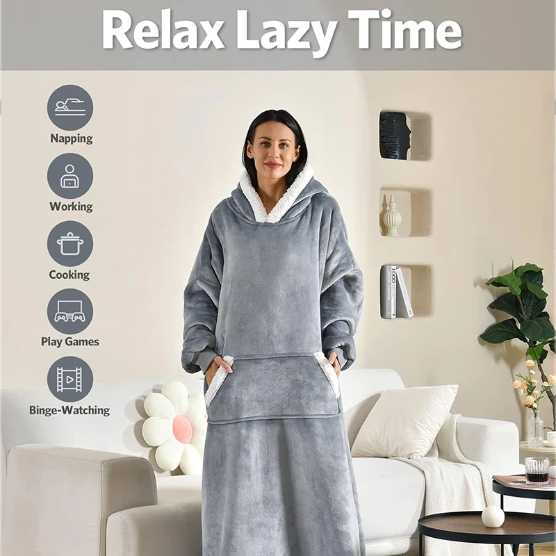 product-750-750 sample available microfiber and sherpa wearable blanket hoodie blanket flourish fleece wearable oversized comfy blankets
